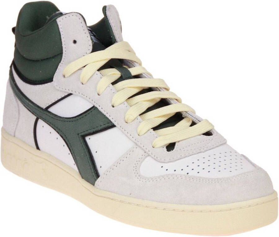 Diadora Stijlvolle Herensneakers met Groene Suède Accenten White