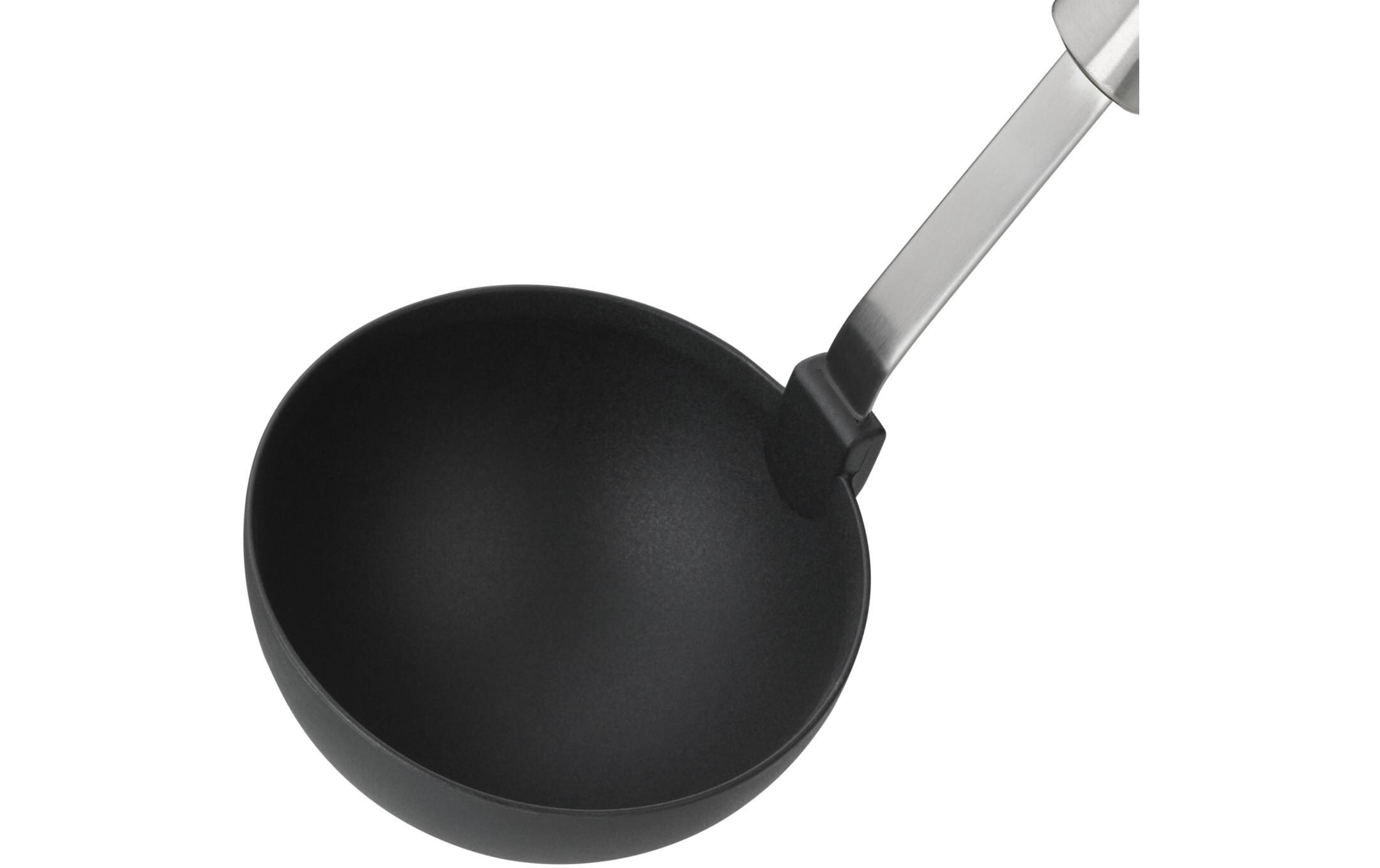 Suppenlöffel Classic Line Schwarz/SilberSchöpflöffel für Suppen mit Griff aus rostfreiem Edelstahl
