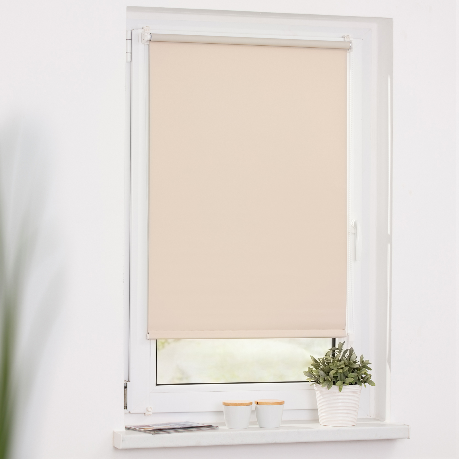 LICHTBLICK Verdunklungsrollo - creme - klemmbar - 45x150 cm
