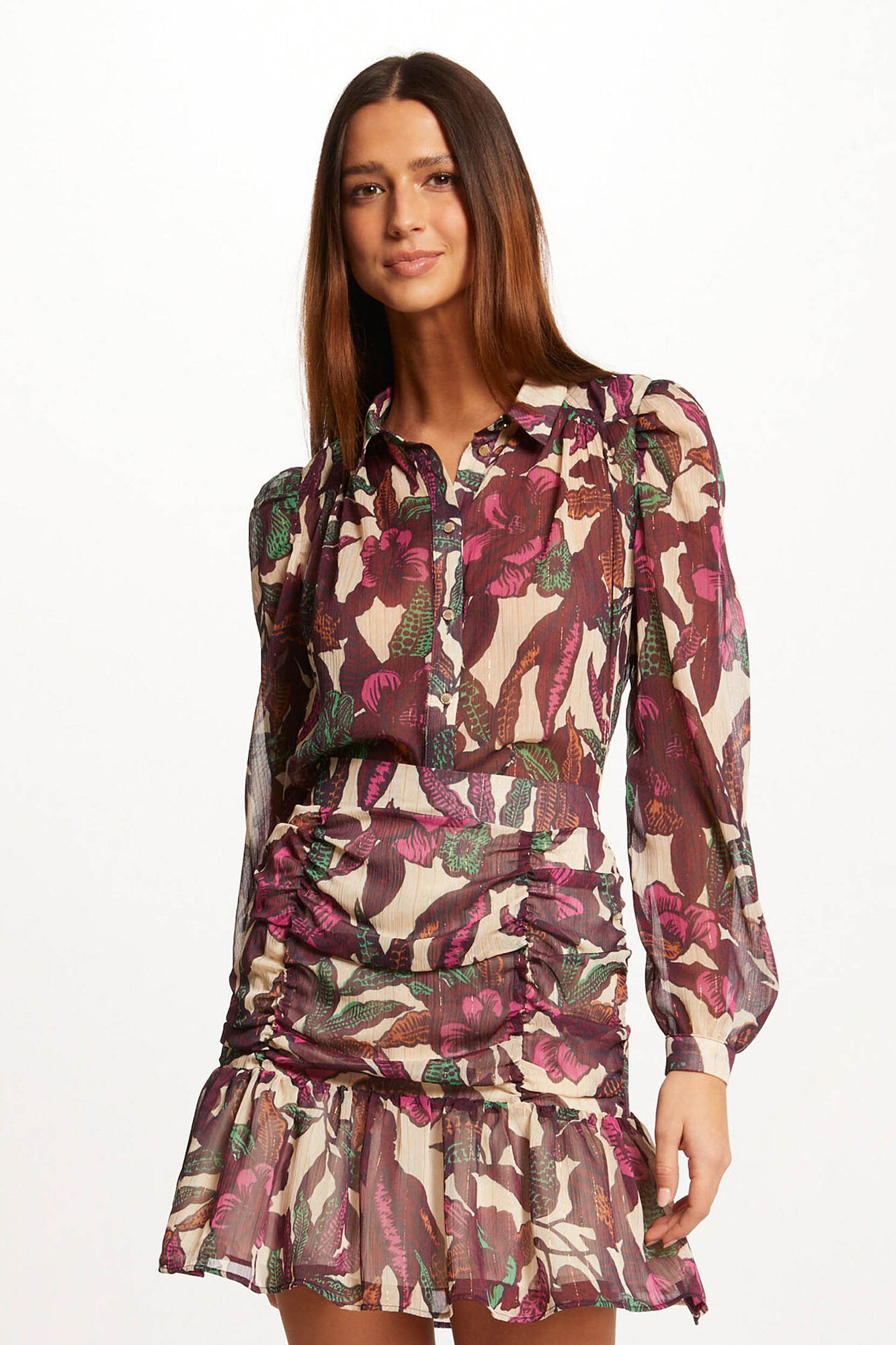 Camisa de manga comprida com estampa de vegetais - Multicolorida
