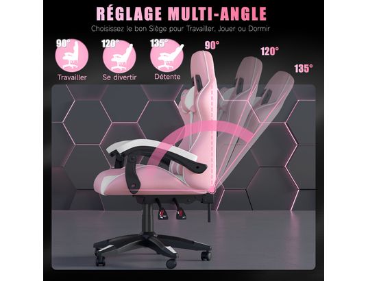 RATTANTREE - Fauteuil de bureau Chaise gaming en cuir pu rose