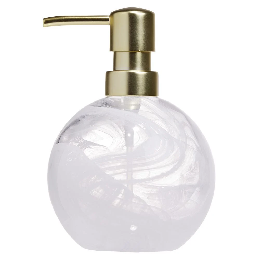 Distributeur à savon en verre transparent et blanc Sunflow Ø10xH15,7cm