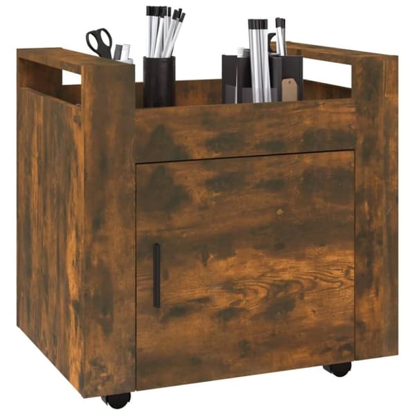 vidaXL Tralle til skrivebord røkt eik 60x45x60 cm konstruert tre