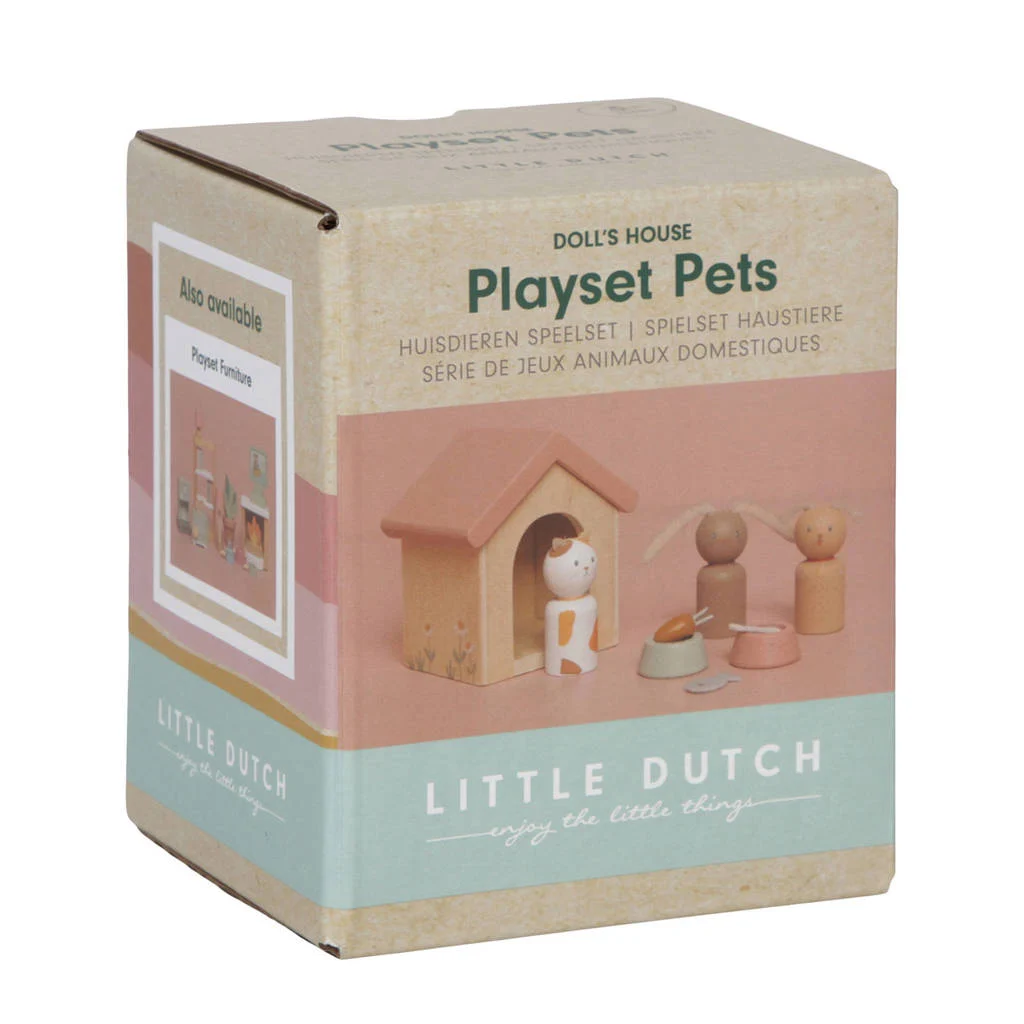 houten aanvulset poppenhuis - huisdieren