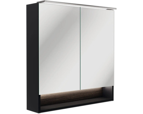 FACKELMANN B.Paris spiegelkast, 70 x 15,6 x 71,8 cm, matzwart, 2-deurs, LED, IP20