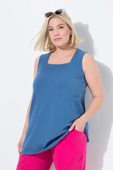 Longtop, Classic Fit, Carré-Ausschnitt, ärmellos, denimblau