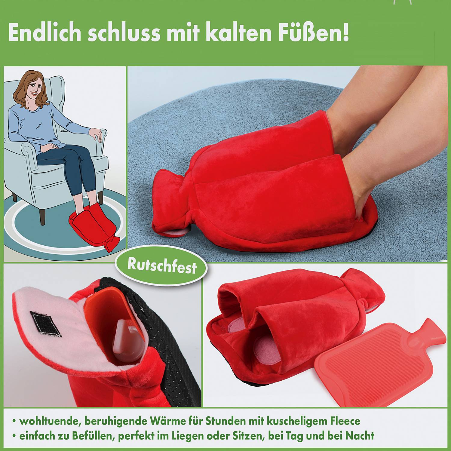 Fußwärmer inklusive Wärmflasche