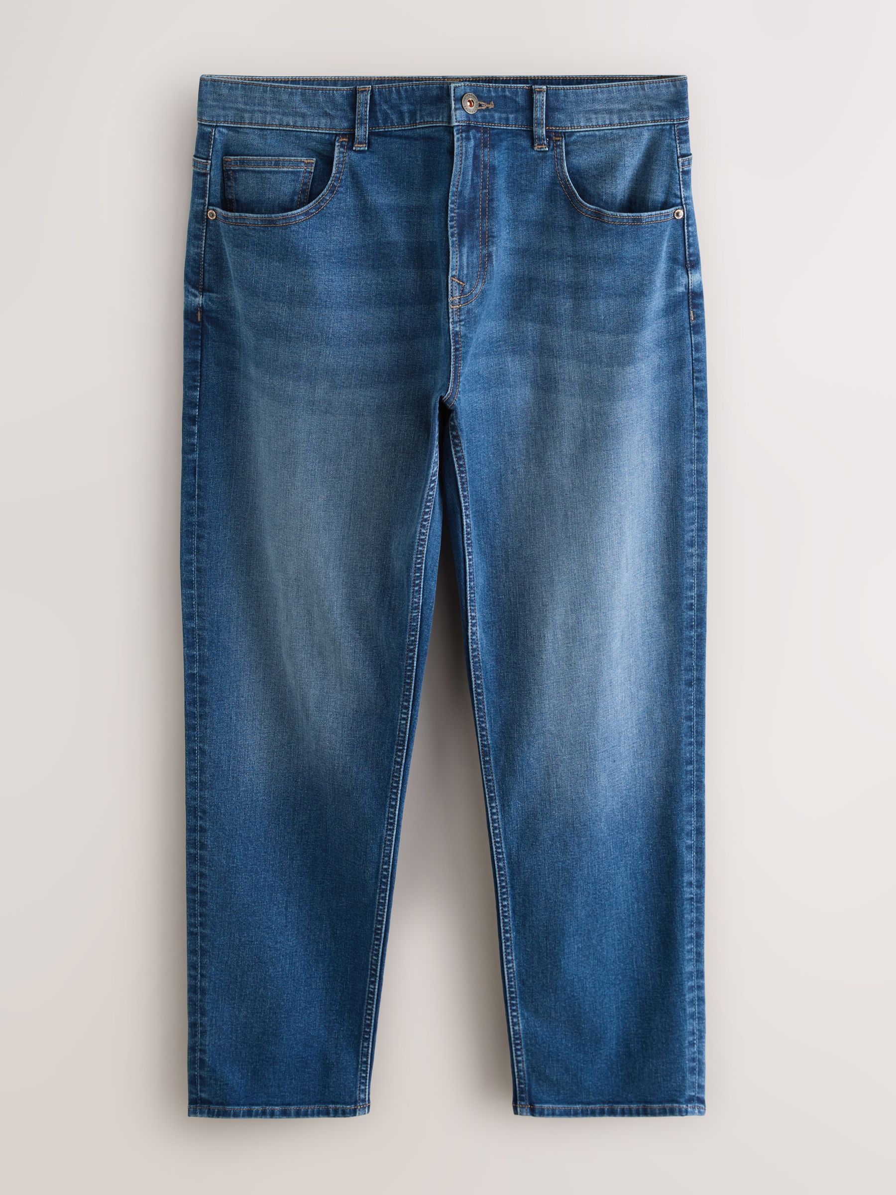 Blauw - Klassieke stretchjeans met standaard taps toelopende pasvorm