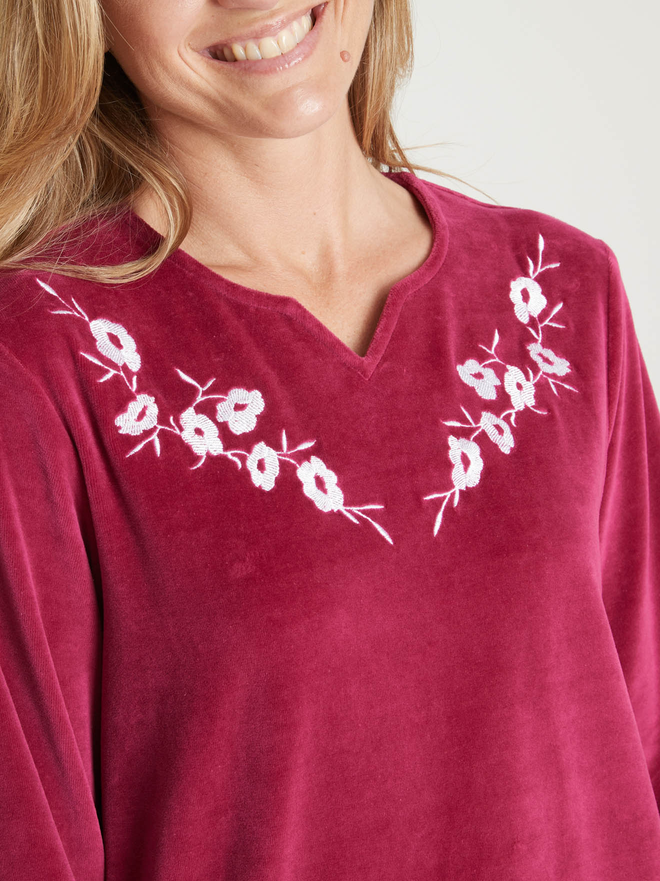 Pyjama manches longues en maille velours