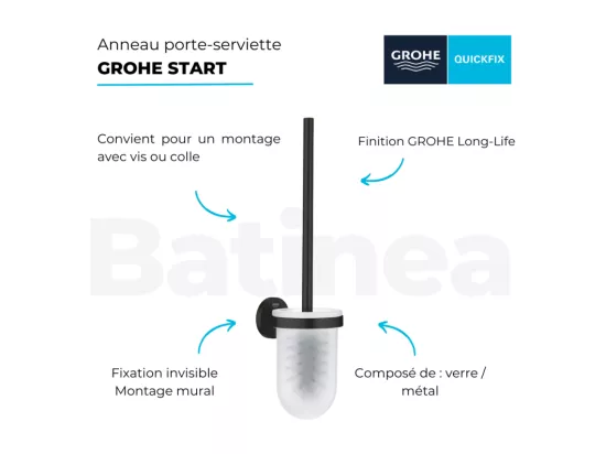Porte balai WC GROHE Start noir mat