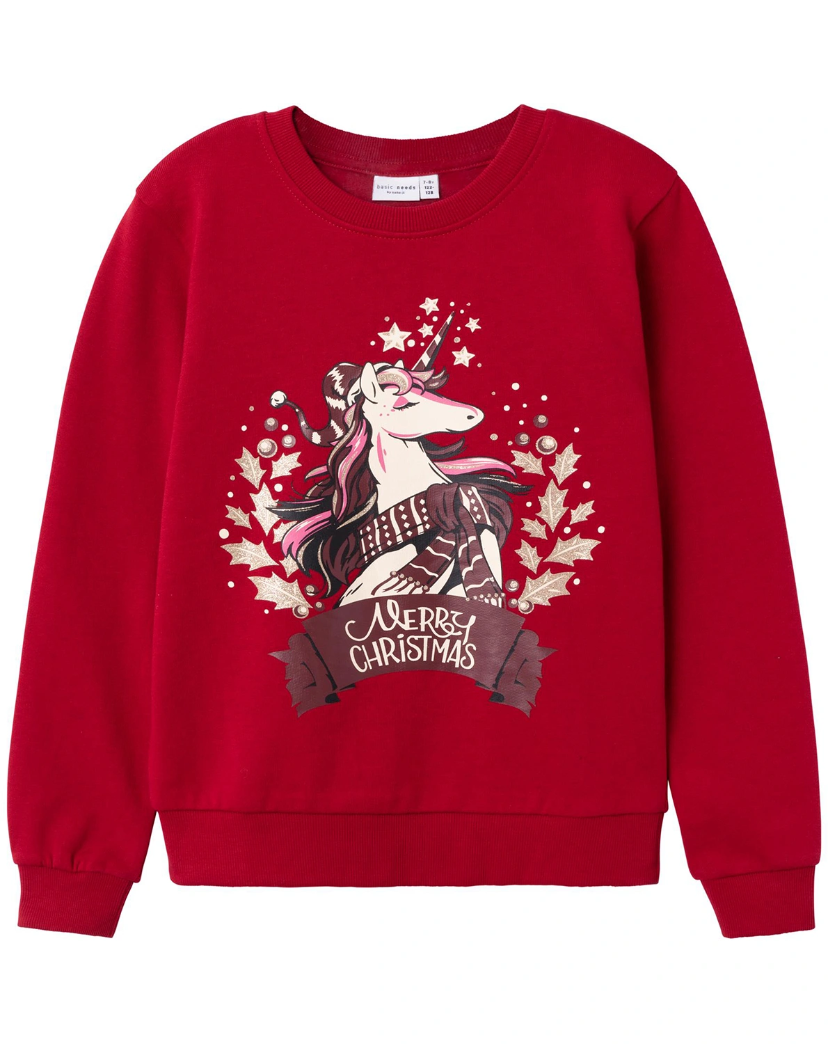Sweatshirt NKFVISMAS CHRISTMAS UNICORN in red