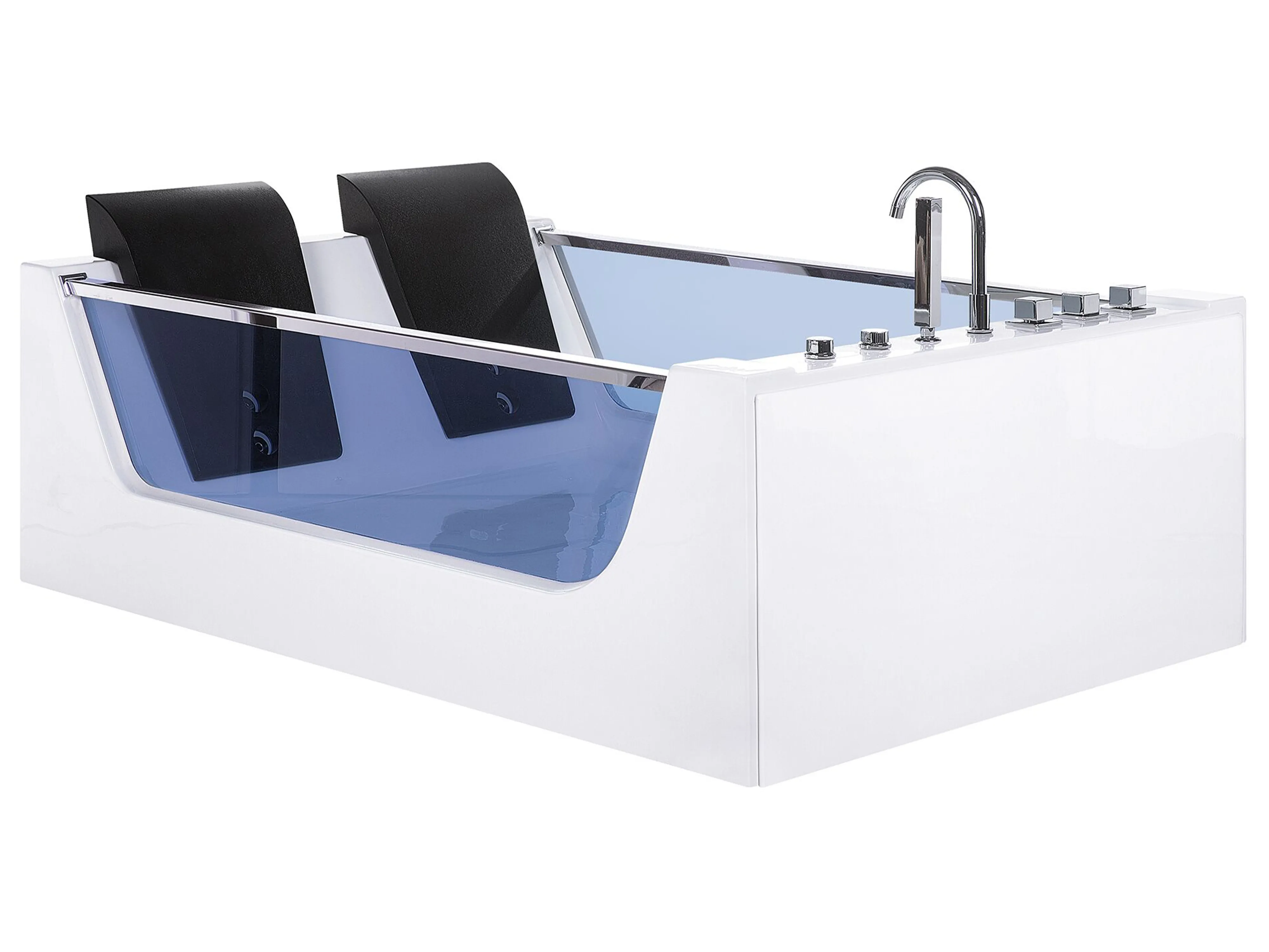 Hoek bubbelbad met LED CURACAO 180 x 120 cm Wit