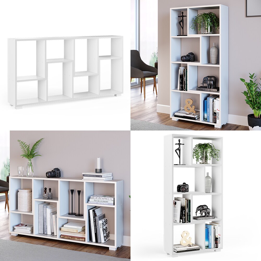 Vicco Raumteiler Domus 8 offene Fächer weiß Bücherregal Standregal Aktenregal
