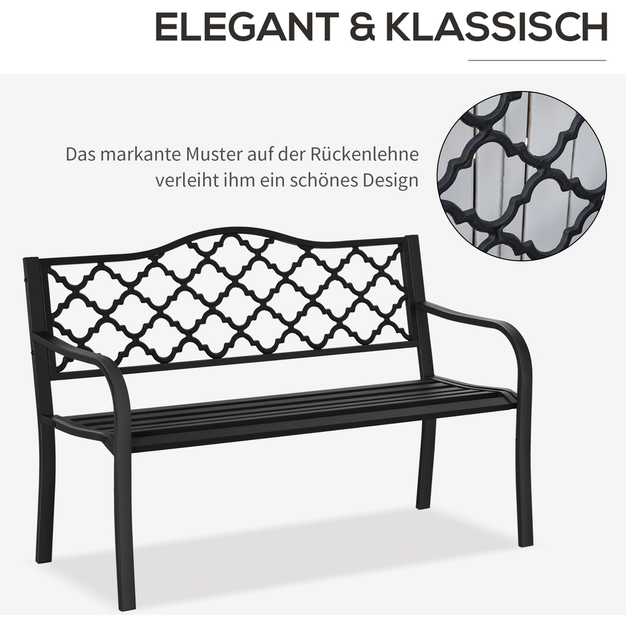 Outsunny Gartenbank mit offener Rückenlehne für ein angenehmes Sitzgefühl schwarz