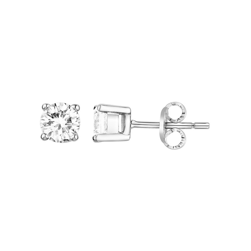 Boucles d'oreilles puces en Argent avec oxyde de zirconium blanc