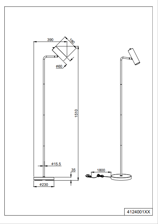 Trio Marley Vloerlamp - Zwart