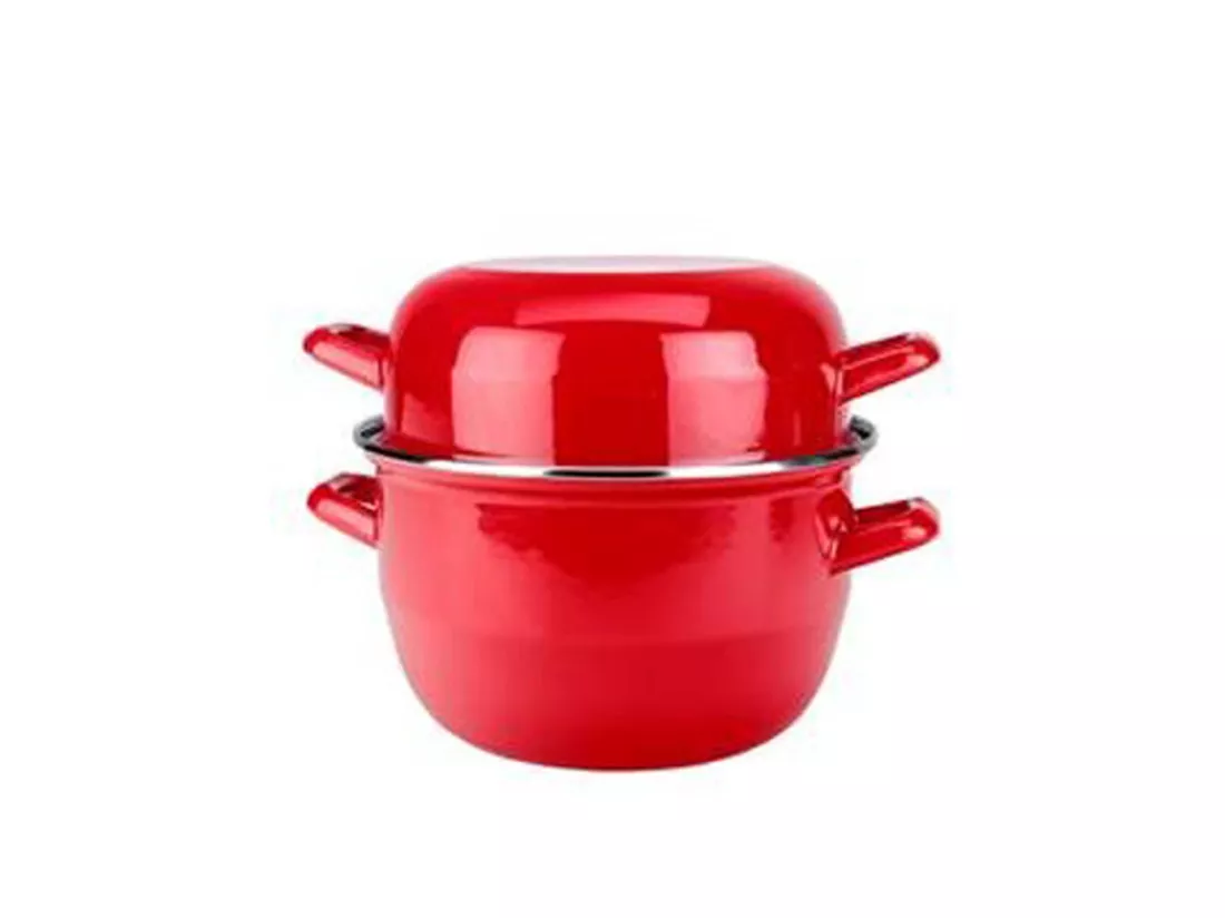 Menastyl - Marmite A Moules 18cm En Acier Emaille Rouge