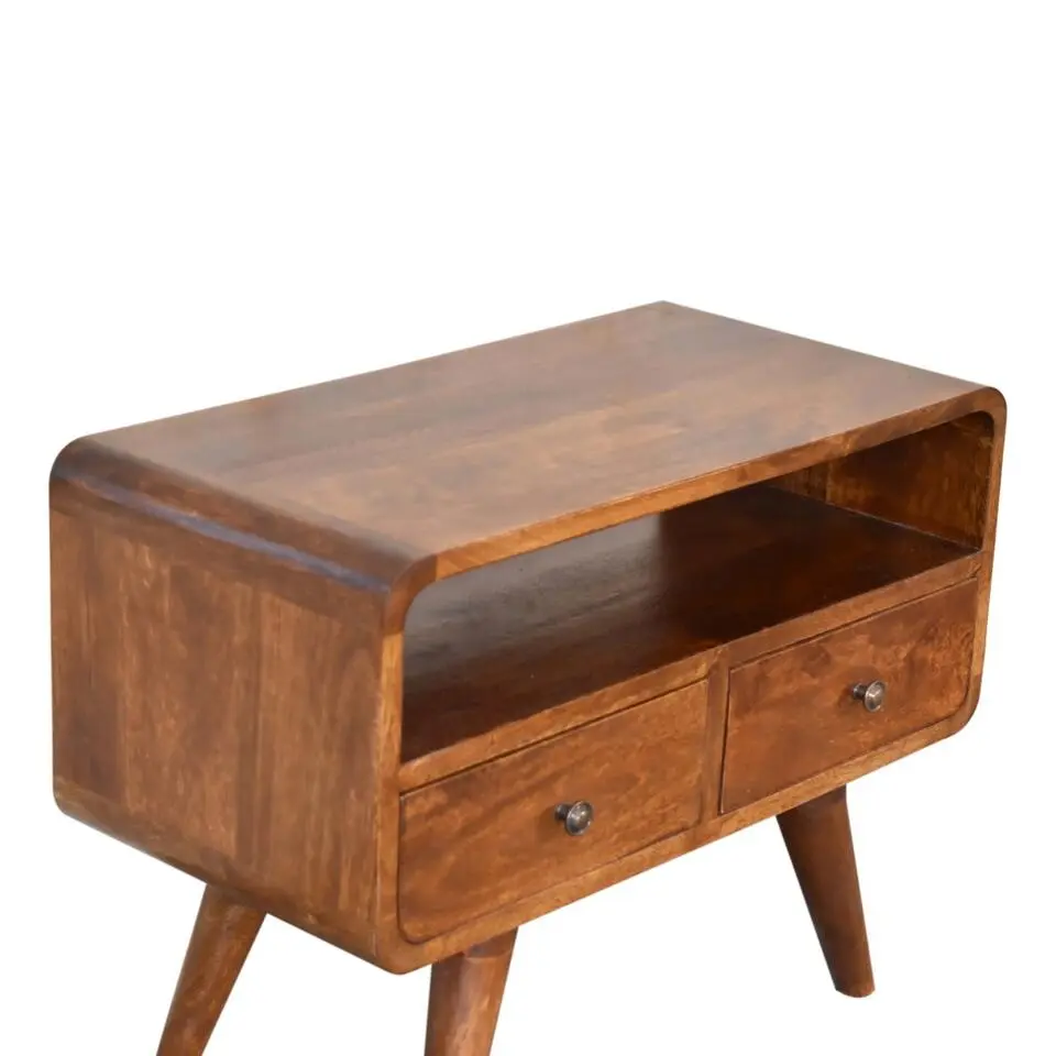 Artisan Furniture Solid hout Kastanje Gebogen TV meubel