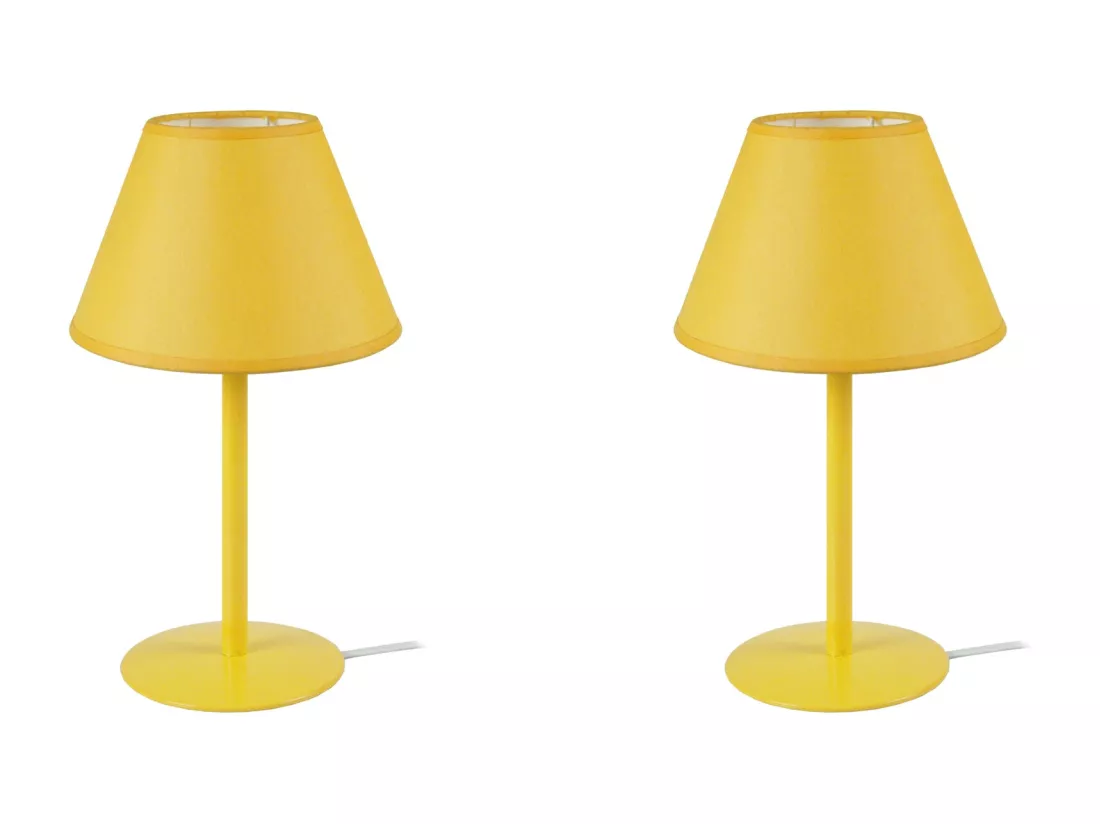 Pair de Lampes a poser demi-cylindre métal jaune 39 cm.