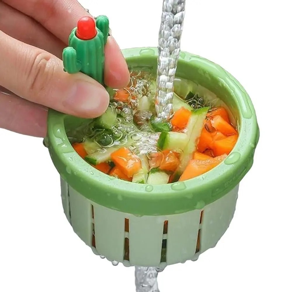 (Ø68x5mm) Kaktus Abfluss Haarfänger Abflusssieb mit Klappöffnung für Küche / Badezimmer - Grün