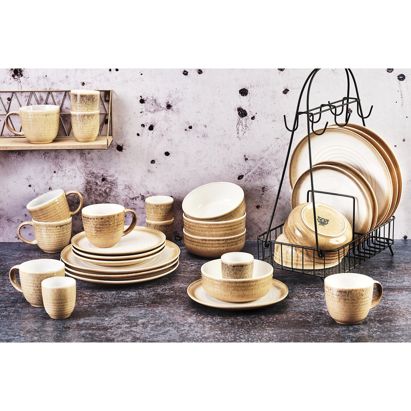 Bjorn Service Complet Cosmos beige/blanc nacré - 30 pièces