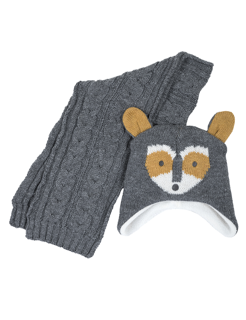 Baby Set Hat and Scarf Grey