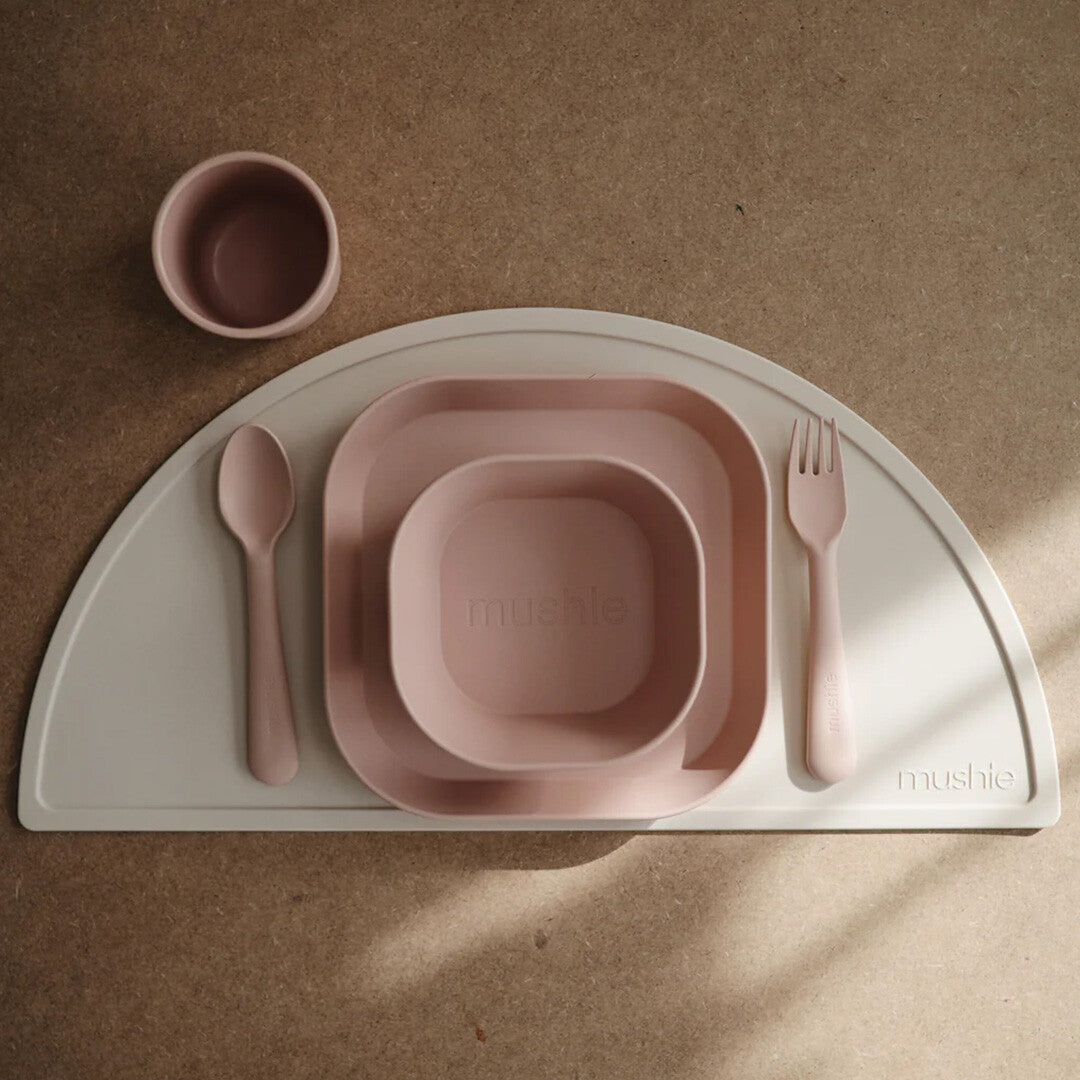 Mushie kinderborden vierkant - blush - 2st