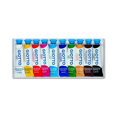 Giotto - 10 gouaches boite cristal - couleurs assorties - 10ml