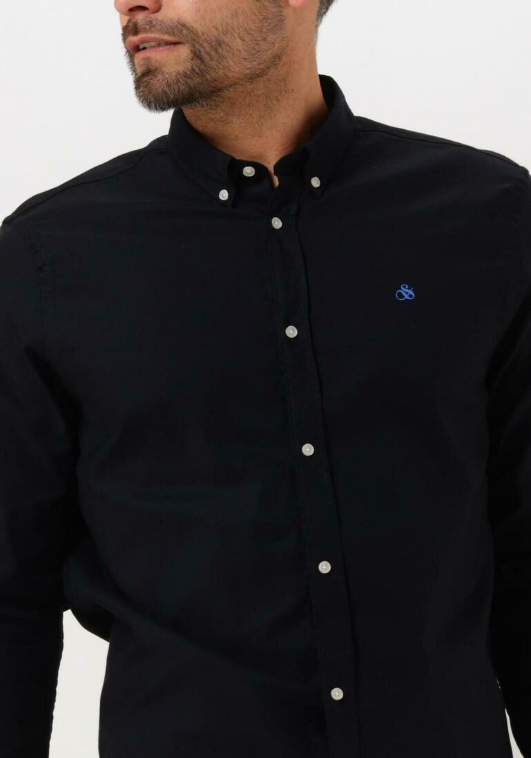 SCOTCH & SODA donkerblauwe scotch & soda casual overhemd essentials - organic oxford regular fit shirt