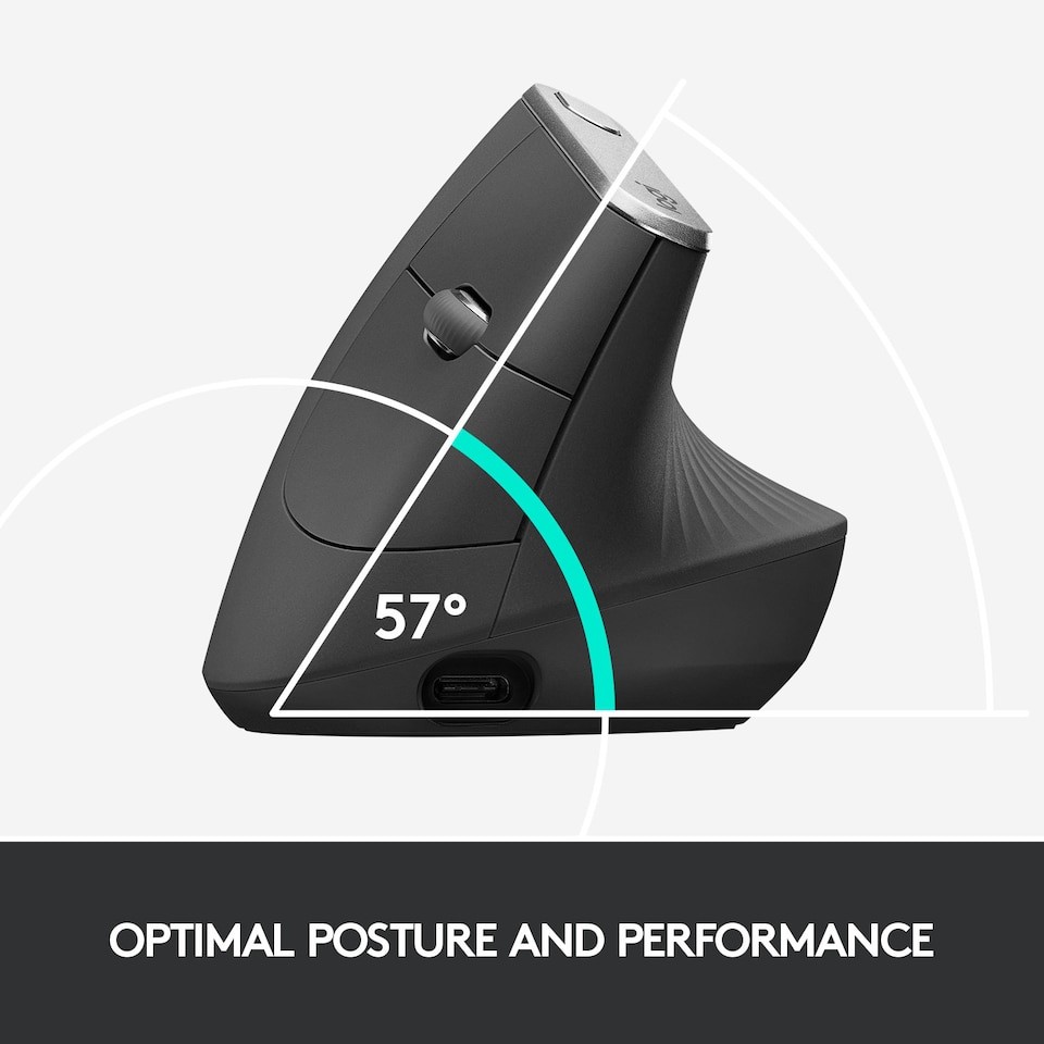 Logitech - MX Vertical Advanced Ergonomisk Mus Grafit