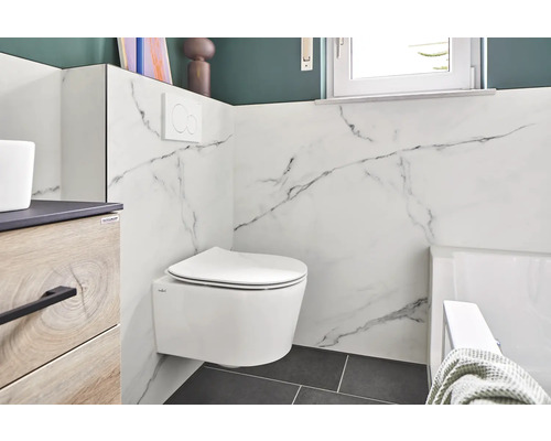 Jungborn wandclosetset ONE48, randloos, verkort, glanzend wit, met toiletzitting en softclose-mechanisme
