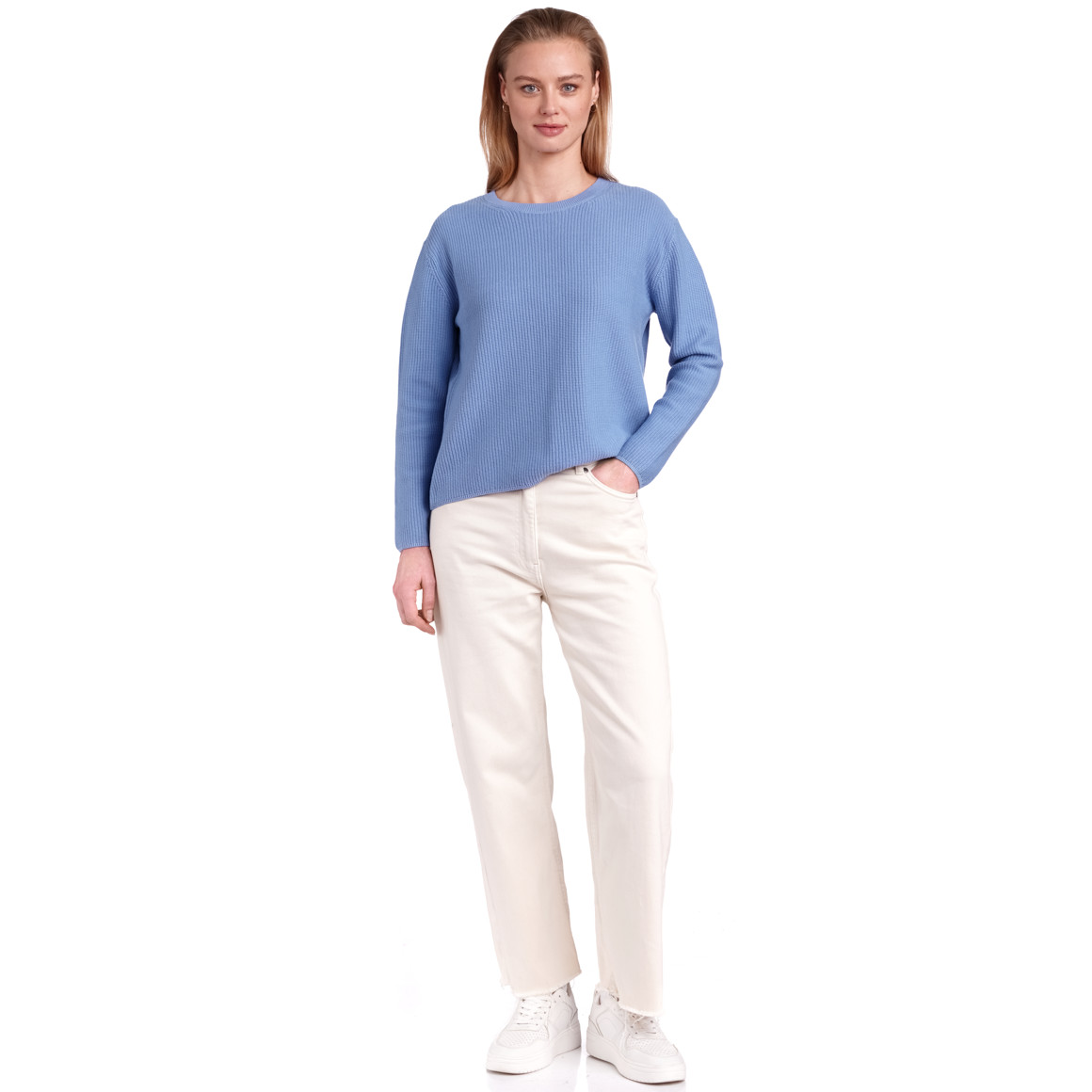 Jonas Nielsen Damen Pullover mit Rippstruktur hellblau