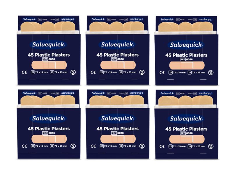 Cederroth Salvequick Pflaster Plastik hautfarben 6 x 45 Stü Pflaster in praktischem Etui