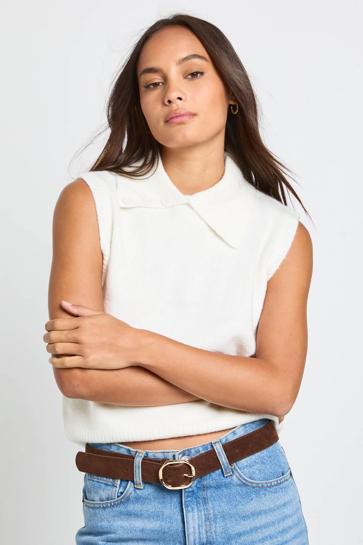 boohoo Détail de col, haut en maille douce tricotée