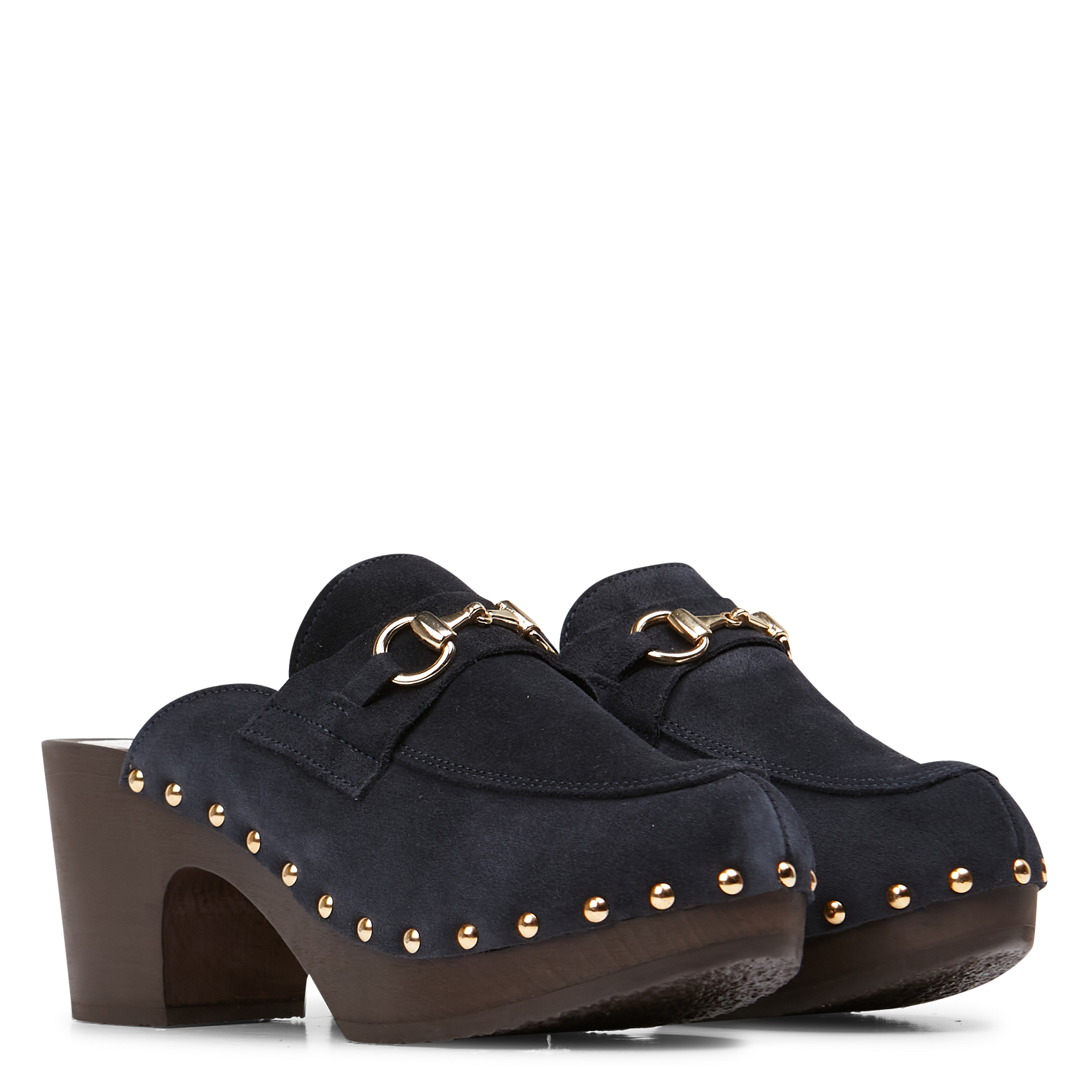 YORSI - Sabots mocassins en cuir velours| Bleu
