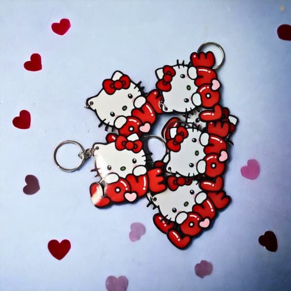 Hello Kitty nøkkelring kjede glidelås henger