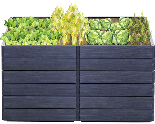 Klassieke verhoogde tuinbak GARANTIA Ergo Quadro 2 L 75 incl. Flora waterbesparend systeem 160 x 80 x 75 cm hout