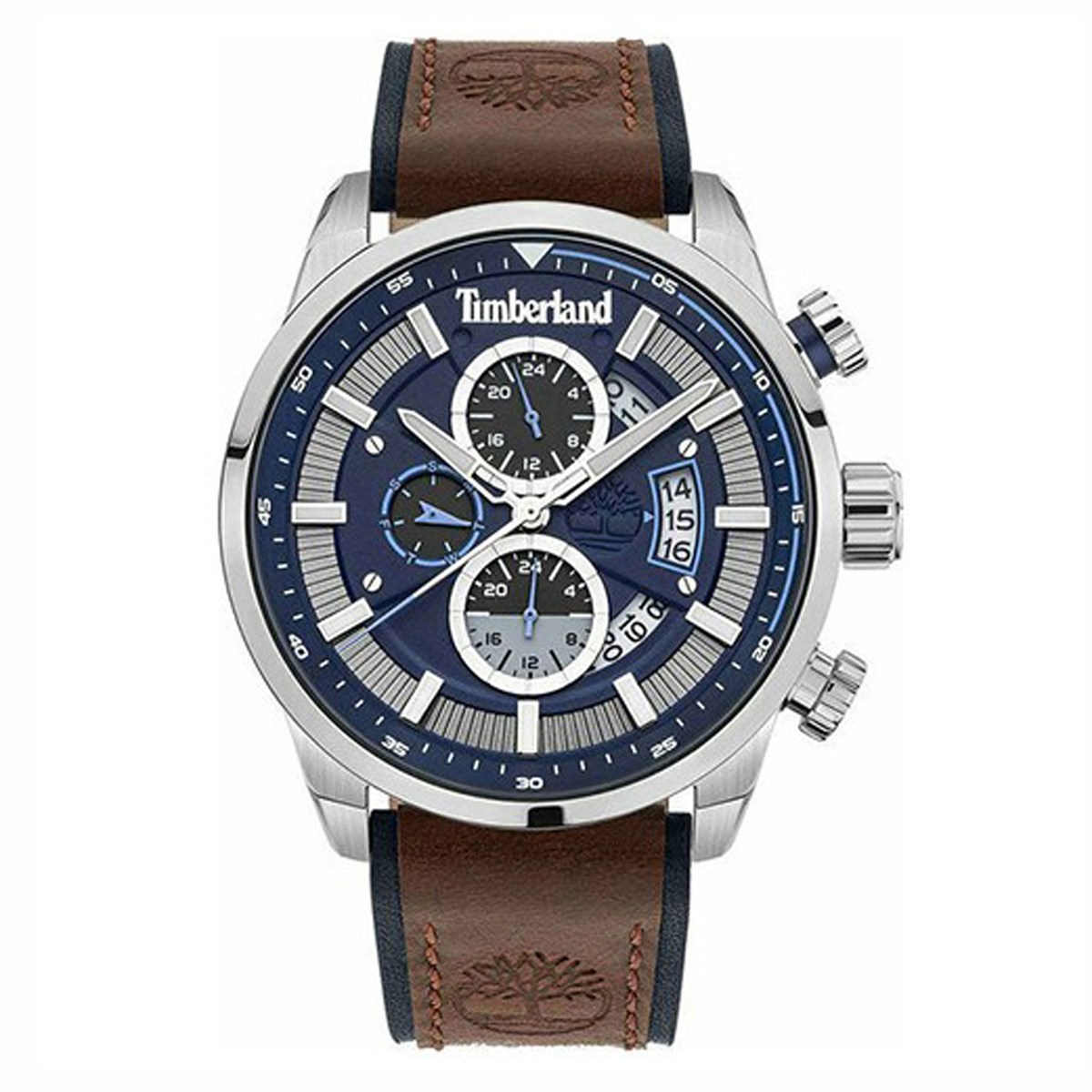 Montre Timberland Callahan cuir brun  cadran bleu