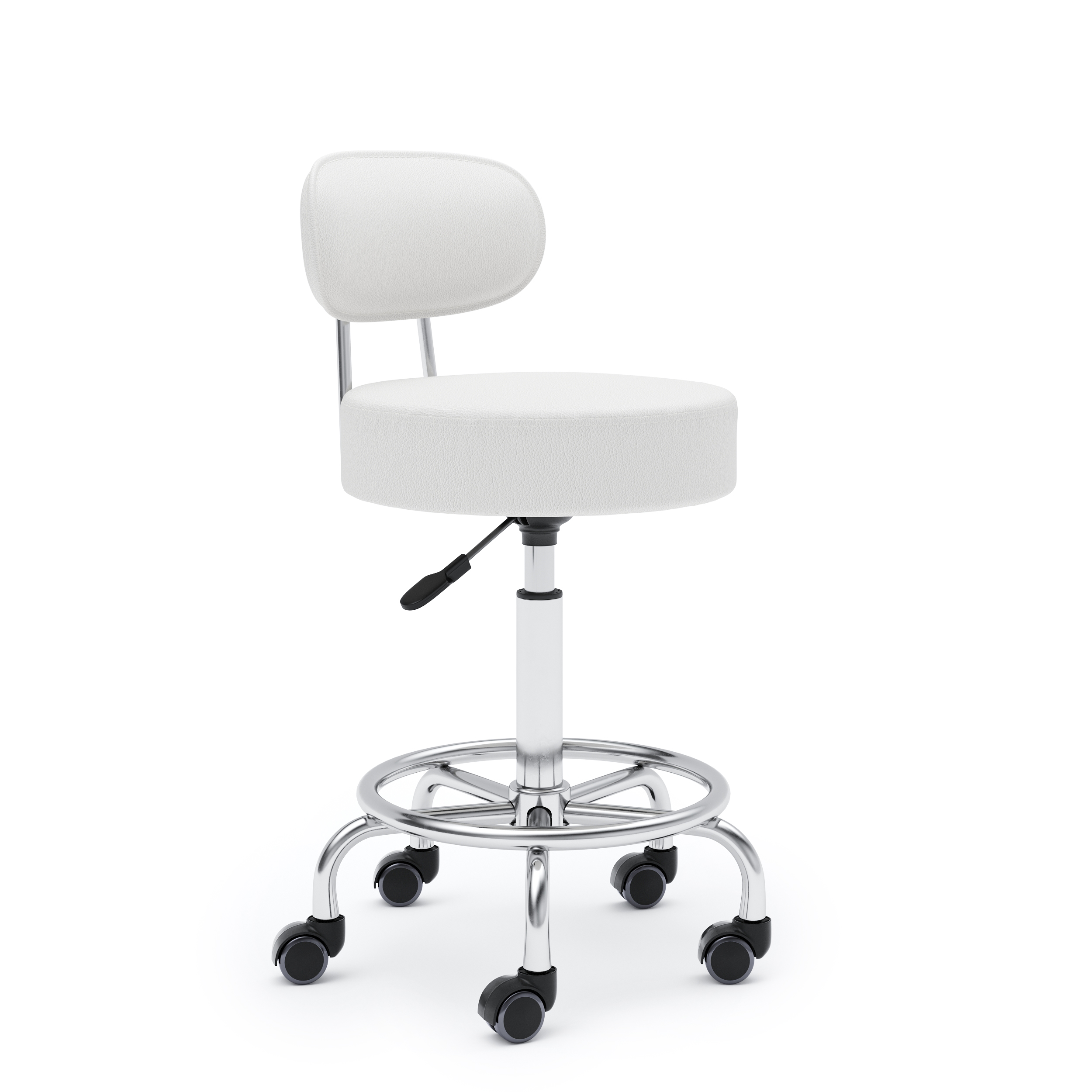 Rollhocker mit Rückenlehne SANDY weiss