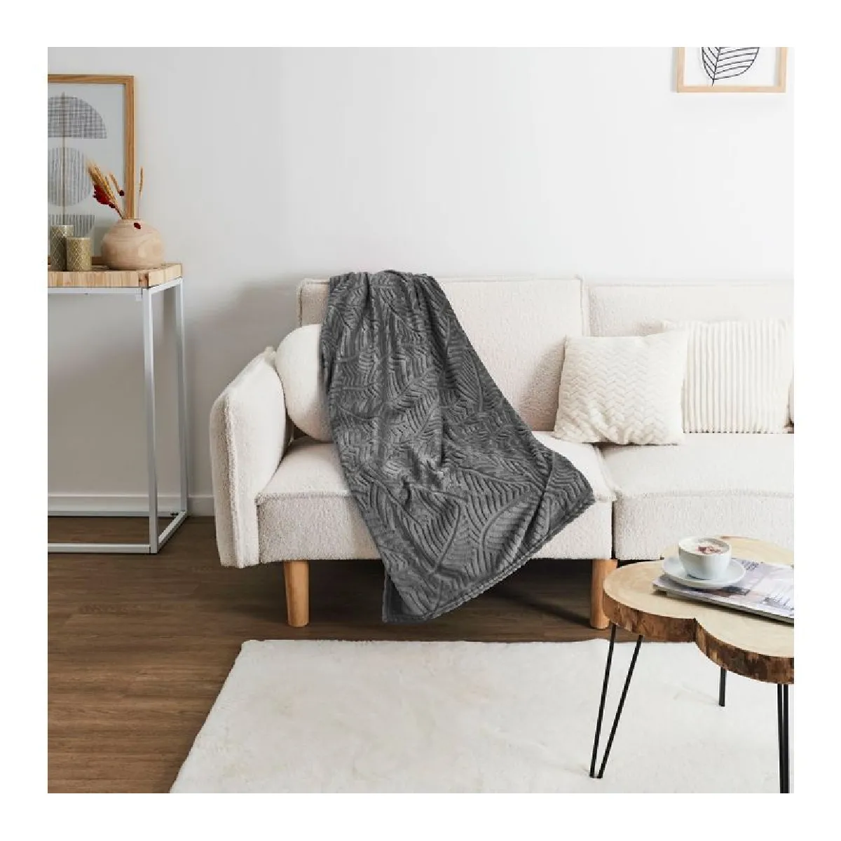 Plaid LEAVES 120x150 cm But - Gris