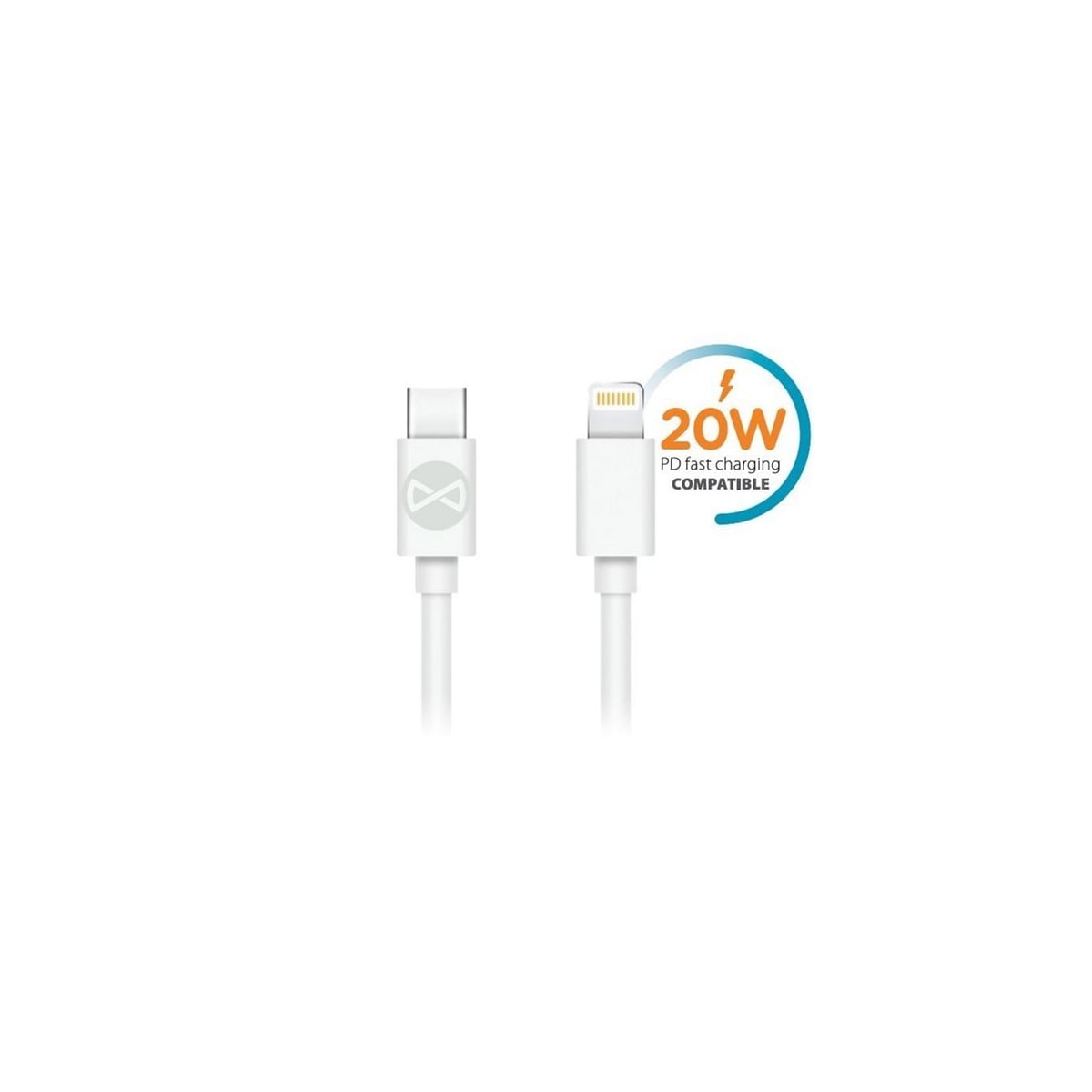 Forever iPhone-kabel 1m 3A - hvit