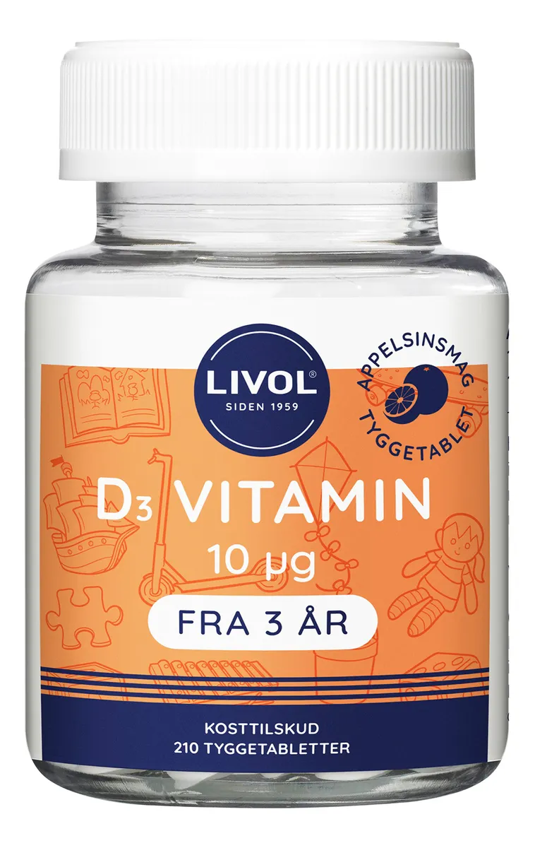 Livol D3 Vitamin 10 µg - 210 tyggetabl.
