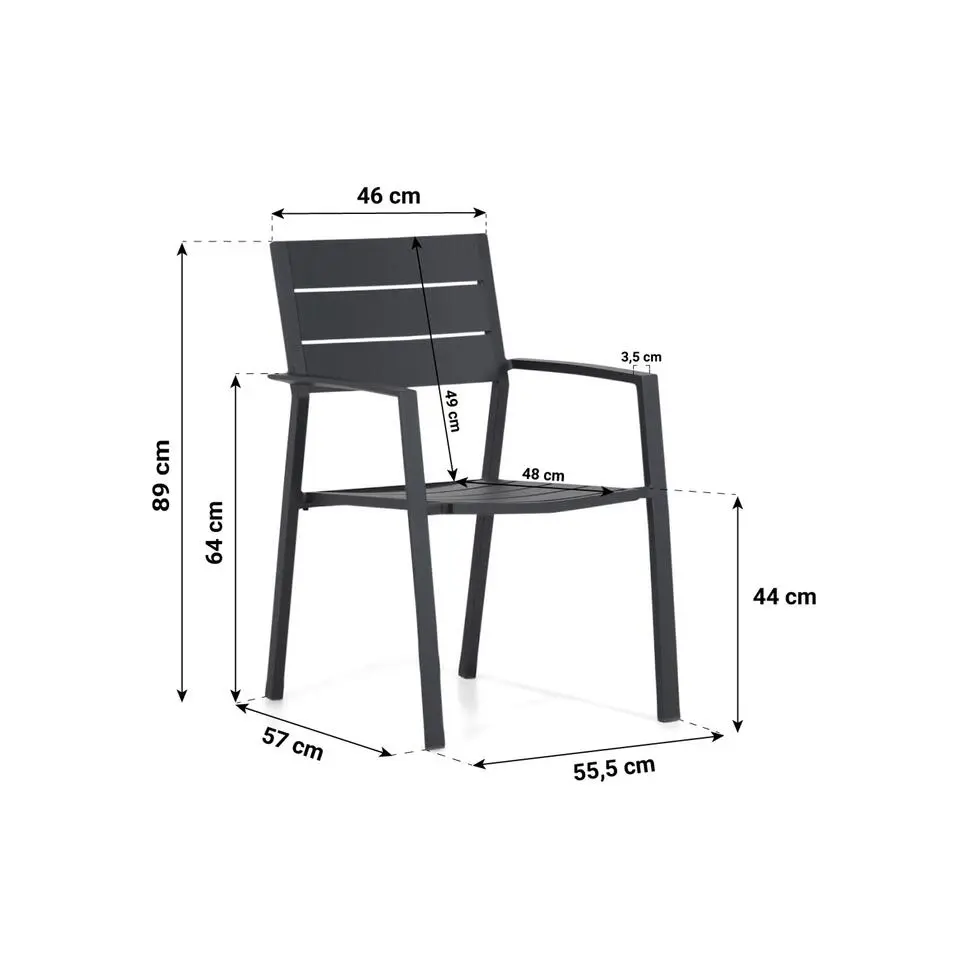 Tuinstoel Aluminium Grijs-antraciet Lifestyle Garden Furniture Stella