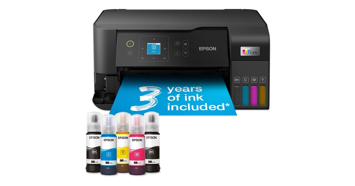 EpsonEcoTank ET-2840 A4 multifunctionele Wi-Fi-printer met inkttank all-in-one inkjetprinter  (Zwart, Scannen, Kopiëren, Wi-Fi, inclusief tot 3 jaar inkt)