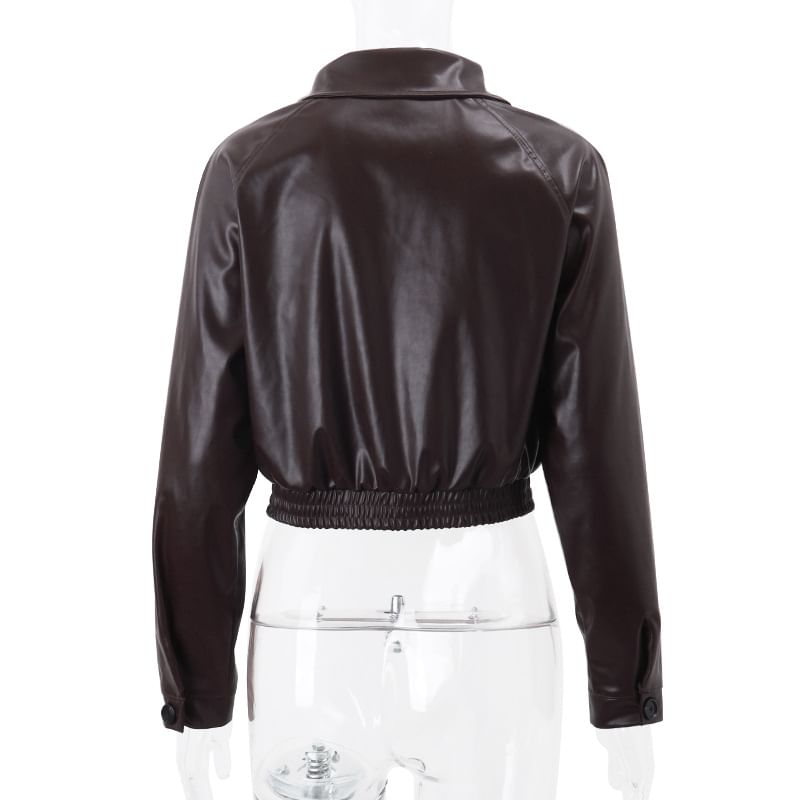 Bulgaris - Kunstleren cropped jack met kraag en rits