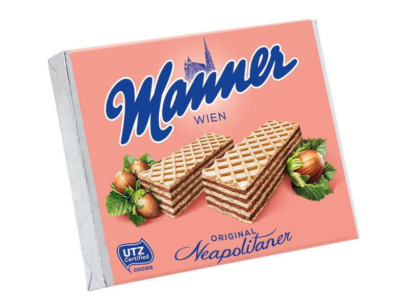 Manner Original Neapolitaner 75 g Knusprige Waffelschnitte mit Haselnusscremefüllung