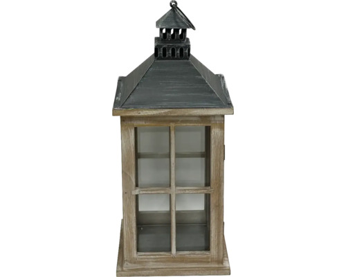 Lafiora lantaarn, 17 x 40 cm, ijzer, hout, natuurlijke afwerking
