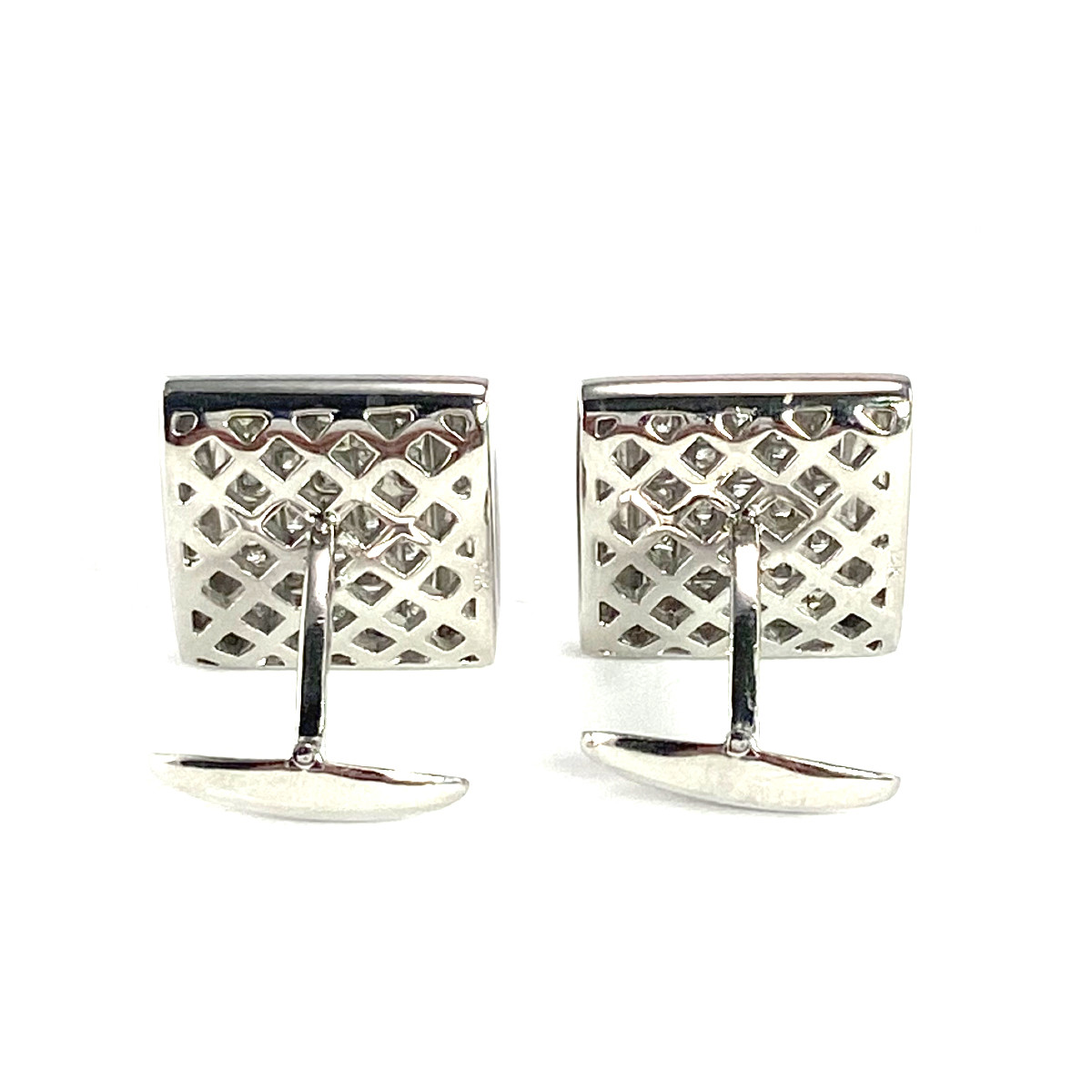Boutons de manchettes d'occasion or 585 blanc diamant