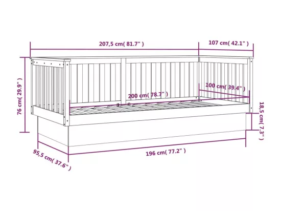 Lit de jour sans matelas marron miel 100x200 cm bois pin massif