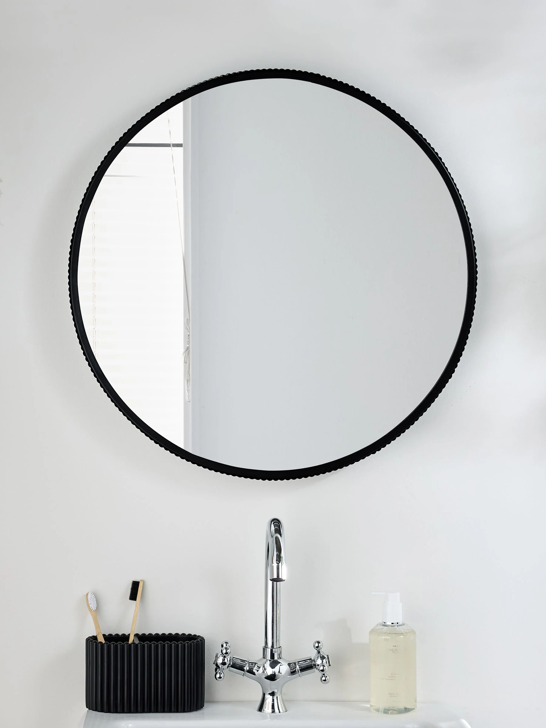 Rib Round Bathroom Wall Mirror
